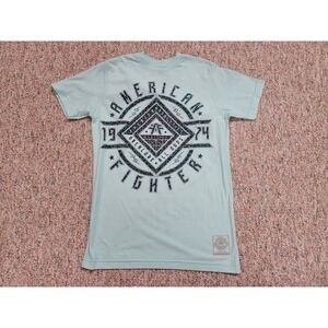 American Fighter Shirt Mens XS Blue Graphic Overcome All Odds MMA Gym Tee